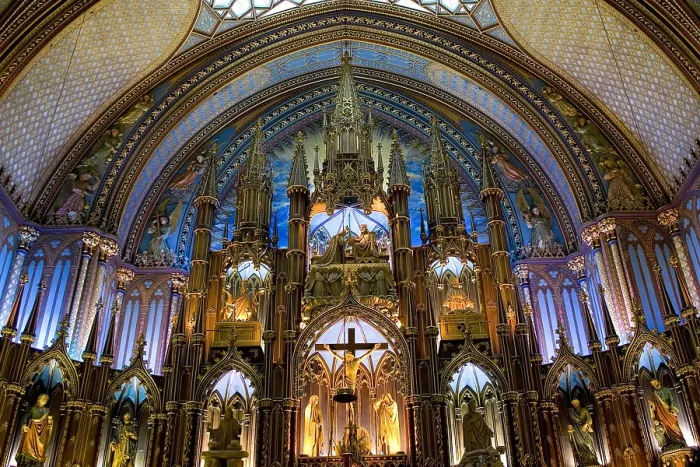 Framed Print : CANADA. Montreal. Inside of Notre-Dame Basilica (Basilique Notre-Dame de Montreal), built between 1824 and 1829. Neo-Gothic. Architecture