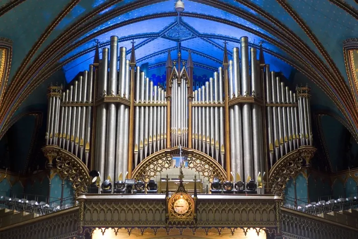 Framed Print : CANADA. Montreal. Inside of Notre-Dame Basilica (Basilique Notre-Dame de Montreal), built between 1824 and 1829. View of the organ, built in 1891. Neo-Gothic. Architecture