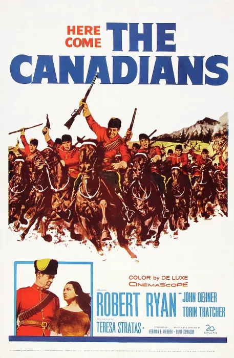 Framed Print : THE CANADIANS, poster art, top center: Robert Ryan, bottom l-r: Robert Ryan, Teresa Stratas, 1961, TM and Copyright 20th Century Fox Film Corp
