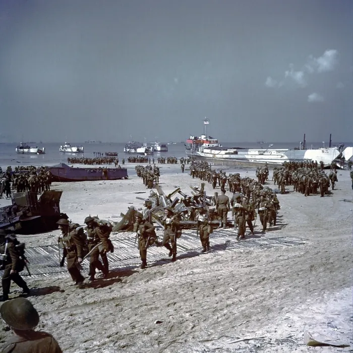 Framed Print : Canadians soldiers on Juno Beach, during the D-Day invasion, June 6, 1944. Troops walk over sand on wood slats that facilitate traffic. Normandy, France, World War 2 Framed Print : Canadians soldiers on Juno Beach, during the D-Day invasion, June 6, 1944. Troops walk over sand on wood slats that facilitate traffic. Normandy, France, World War 2