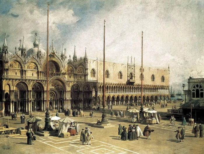Framed Print : CANALETTO, Giovanni Antonio Canal, also called (1697-1768). The Square of Saint Mark's, Venice (Piazza San Marco). 1742 - 1744. Rococo. Painting. UNITED STATES OF AMERICA