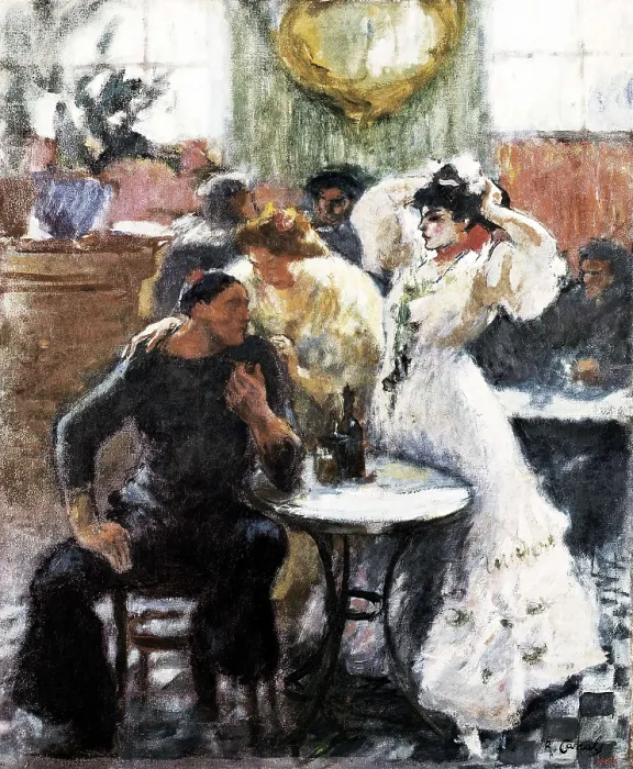 Framed Print : CANALS i LLAMBI, Ricard (1876-1931). At the Bar. ca. 1905. Impressionism. Oil on canvas. SPAIN. Barcelona. National Art Museum of Catalonia