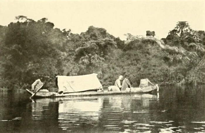 Framed Print : Canoe rigged with a cover under which sick Colonel Roosevelt travelled. At the end of the Roosevelt-Rondon Expedition, TR was seriously ill with an infected leg