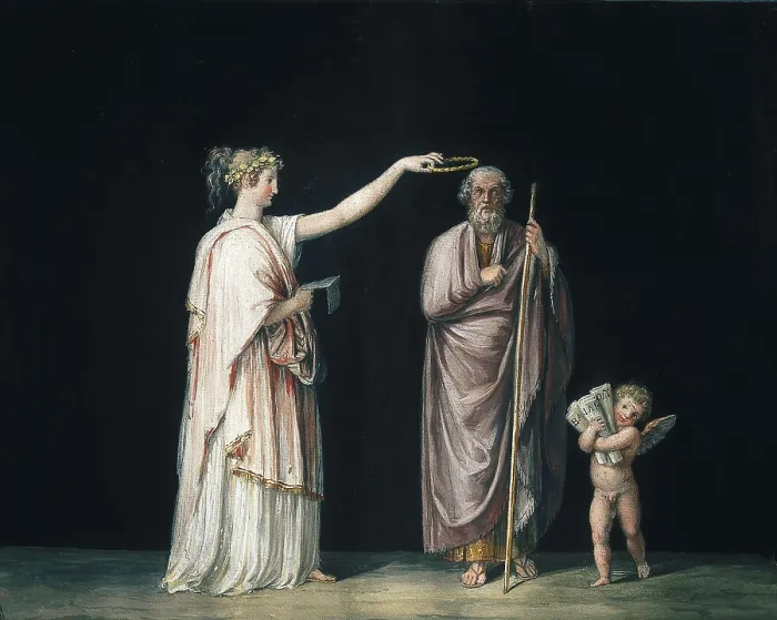Framed Print : CANOVA, Antonio (1757-1822). Calliope and Homer. ca. 1798. Neoclassicism. Tempera. ITALY. Possagno. Museum of Antonio Canova. AISA / Everett Collection**US SALES ONLY**