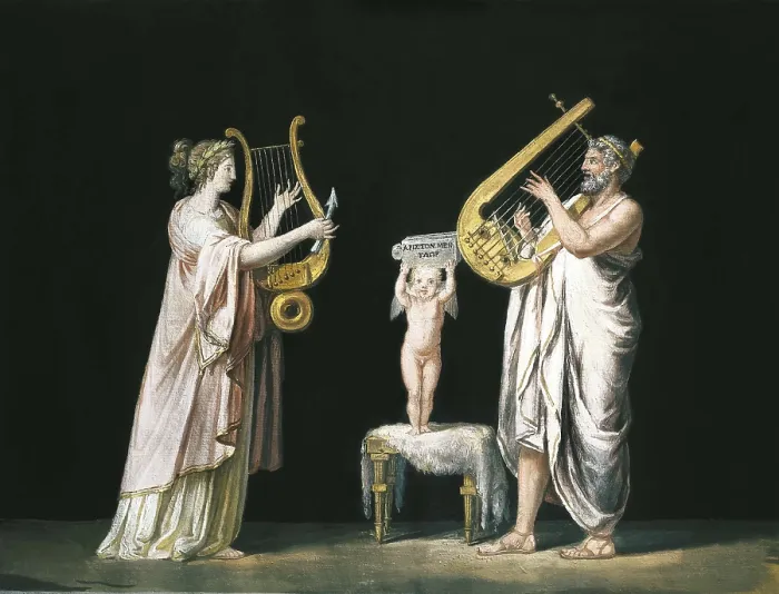 Framed Print : CANOVA, Antonio (1757-1822). Erato and Pindar. ca. 1798. Neoclassicism. Tempera. ITALY. Possagno. Museum of Antonio Canova. AISA / Everett Collection**US SALES ONLY**