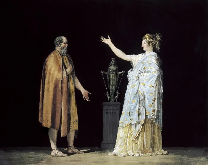 Framed Print : CANOVA, Antonio (1757-1822). Socrates and the Philosophy. ca. 1798. Neoclassicism. Tempera. ITALY. Possagno. Museum of Antonio Canova