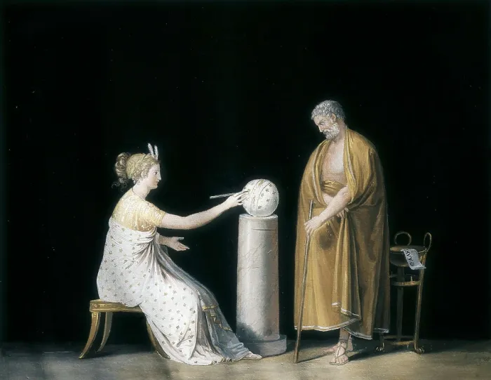 Framed Print : CANOVA, Antonio (1757-1822). Urania and Thales. ca. 1798. Neoclassicism. Tempera. ITALY. Possagno. Museum of Antonio Canova. AISA / Everett Collection**US SALES ONLY**