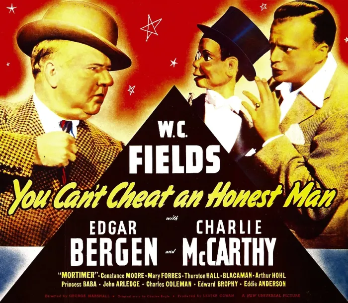 Framed Print : YOU CAN'T CHEAT AN HONEST MAN, from left: W.C. Fields, Charlie McCarthy, Edgar Bergen on jumbo window card, 1939