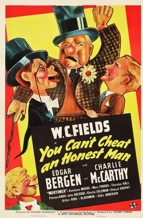 Framed Print : YOU CAN'T CHEAT AN HONEST MAN, US poster, top from left: Charlie McCarthy, W.C. Fields, Edgar Bergen, bottom left: Mortimer Snerd, 1939