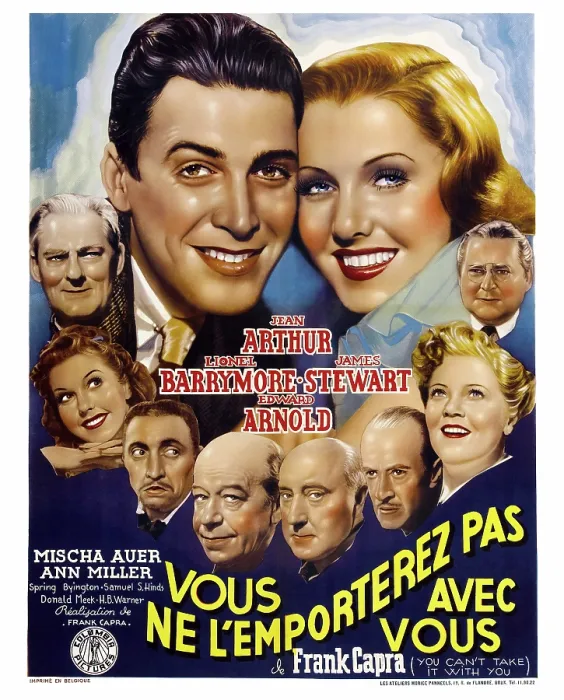 Framed Print : YOU CAN'T TAKE IT WITH YOU, (aka VOUS NE L'EMPORTEREZ PAS AVEC VOUS), center from left: James Stewart, Jean Arthur, bottom from left: Lionel Barrymore, Ann Miller