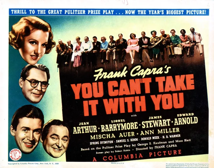 Framed Print : YOU CAN'T TAKE IT WITH YOU, left, from top, Jean Arthur, Lionel Barrymore, James Stewart, Edward Arnold, 1938