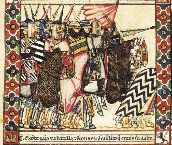 Framed Print : Cantigas de Santa Maria (Virgin Mary Songs). 13th c. Cantiga (song) 144: 'El toro de Plasencia' (The Bull of Plasencia). Gothic art. Miniature Painting. SPAIN