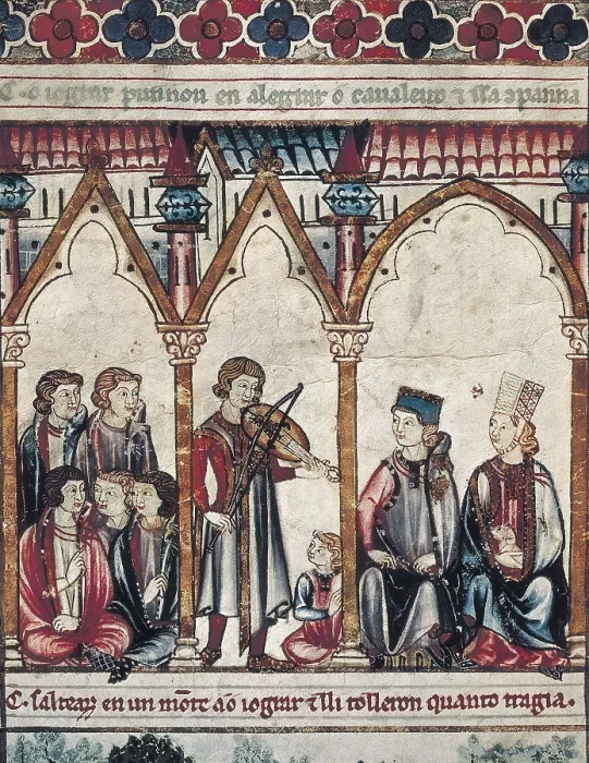 Framed Print : Cantigas de Santa Maria (Virgin Mary Songs). 13th c. Scenes with the Castilian and the Spanish-Arabic armies. Gothic art. Miniature Painting. SPAIN. San Lorenzo de El Escorial
