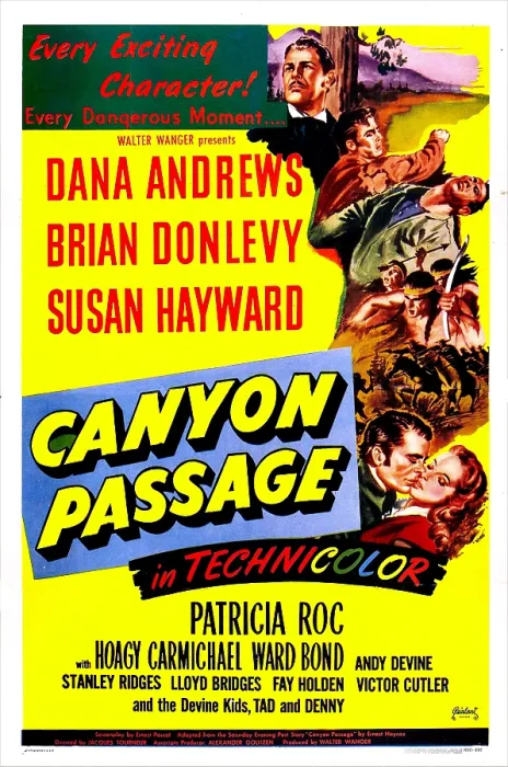 Framed Print : CANYON PASSAGE, US poster, bottom right from left: Dana Andrews, Susan Hayward, 1946 Framed Print : CANYON PASSAGE, US poster, bottom right from left: Dana Andrews, Susan Hayward, 1946