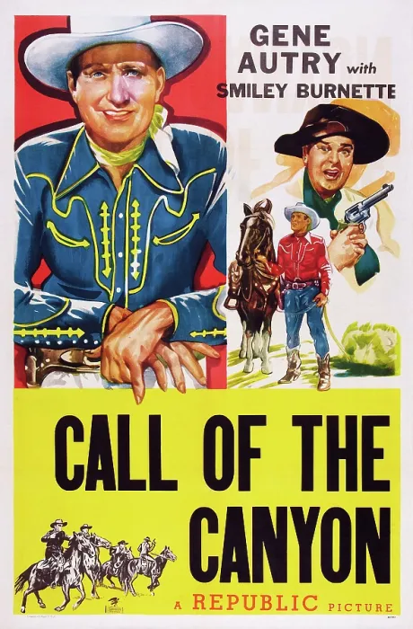 Framed Print : CALL OF THE CANYON, US poster, from left: Gene Autry, Smiley Burnette (gun), 1942 Framed Print : CALL OF THE CANYON, US poster, from left: Gene Autry, Smiley Burnette (gun), 1942