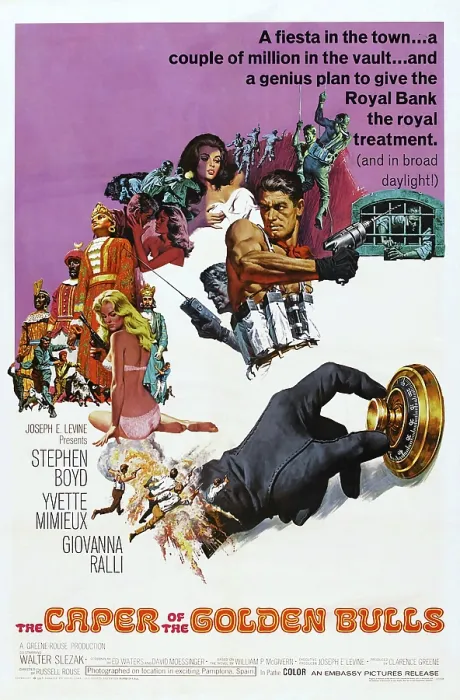 Framed Print : THE CAPER OF THE GOLDEN BULLS, US poster art, Stephen Boyd, (center), 1967
