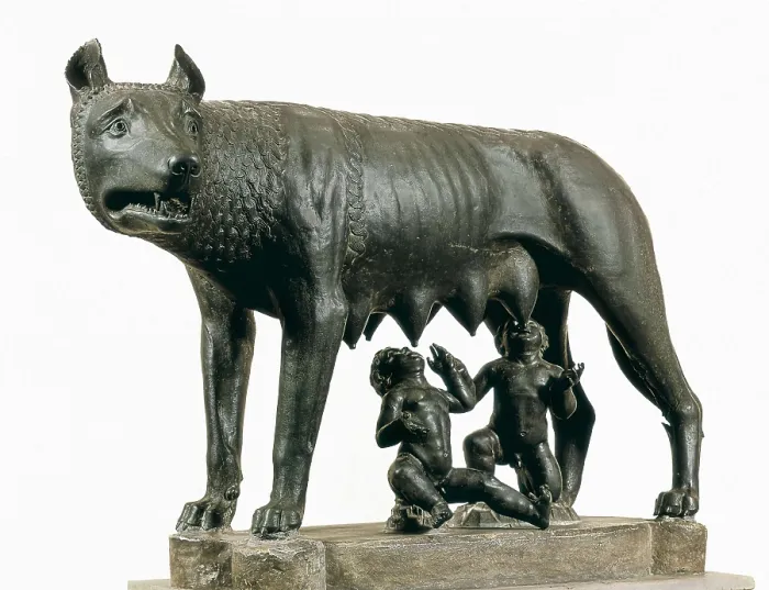 Framed Print : Capitoline Wolf. 5th c. BC. Etruscan art. Sculpture on bronze. ITALY. Rome. Capitoline Museums. AISA / Everett Collection**US SALES ONLY**
