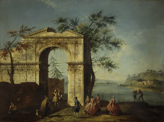 Framed Print : Capriccio with Porch of a Building and Obelisk, by Francesco Albotto, 1743, 18th Century, oil on canvas - Italy, Lombardy, Milan, Castello Sforzesco Framed Print : Capriccio with Porch of a Building and Obelisk, by Francesco Albotto, 1743, 18th Century, oil on canvas - Italy, Lombardy, Milan, Castello Sforzesco