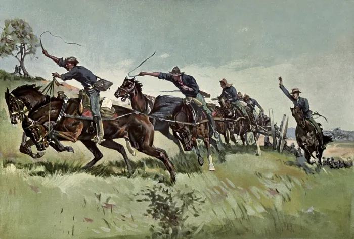Framed Print : Captain George Grime's battery going up El Pozo Hill to support the advance against Santiago Heights. July 1, 1898 Framed Print : Captain George Grime's battery going up El Pozo Hill to support the advance against Santiago Heights. July 1, 1898