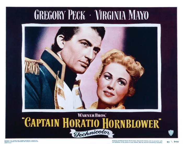 Framed Print : CAPTAIN HORATIO HORNBLOWER, US lobbycard, from left: Gregory Peck, Virginia Mayo, 1951