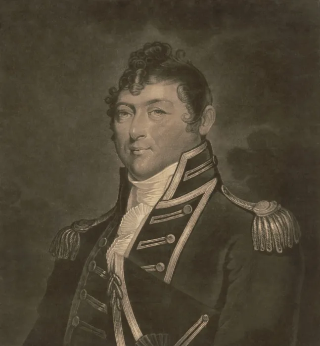 Framed Print : Captain Isaac Hull, mezzotint engraving after Gilbert Stuart portrait, 1813