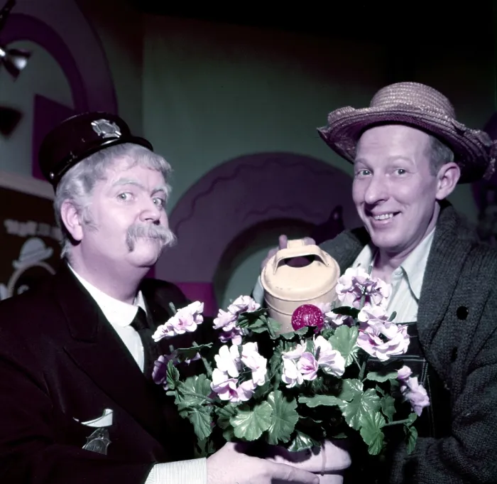 Framed Print : CAPTAIN KANGAROO, from left, Bob Keeshan, Hugh Brannum (as Mr. Green Jeans), ca. mid-1960s
