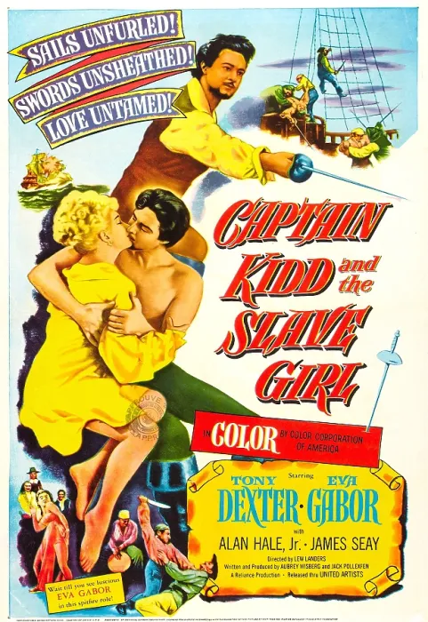Framed Print : CAPTAIN KIDD AND THE SLAVE GIRL, US poster art, front from left: Eva Gabor, Anthony Dexter, 1954