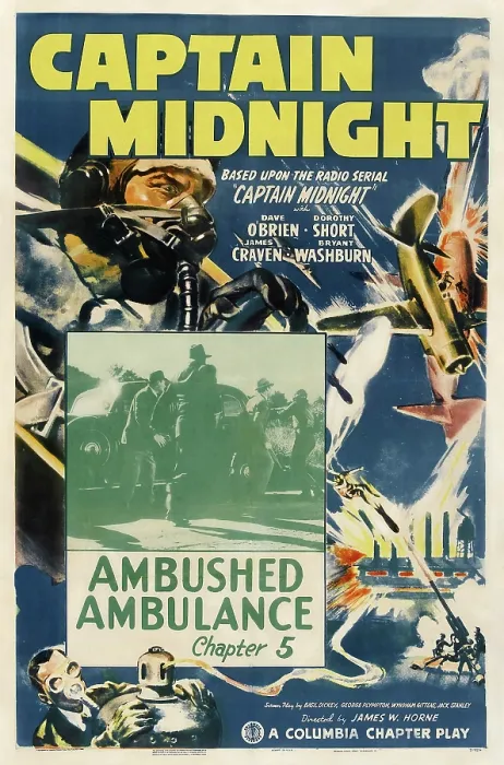 Framed Print : CAPTAIN MIDNIGHT, US poster art, Davie O'Brien, (top left); Chapter 5: Ambushed Ambulance, 1942 Framed Print : CAPTAIN MIDNIGHT, US poster art, Davie O'Brien, (top left); Chapter 5: Ambushed Ambulance, 1942