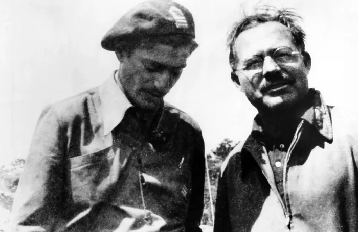 Framed Print : Captain Milton Wolff and Ernest Hemingway, ca. 1938. Courtesy CSU Archives / Everett Collection