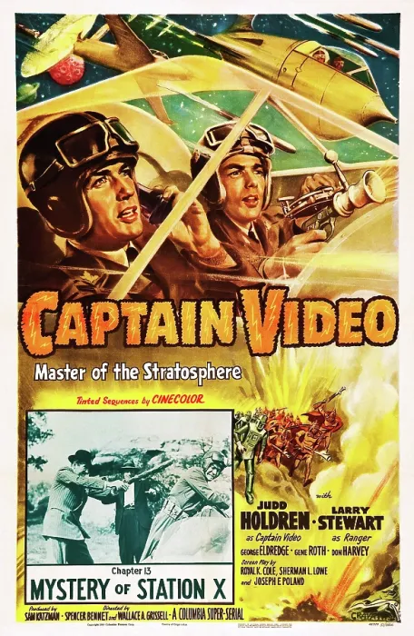 Framed Print : CAPTAIN VIDEO: MASTER OF THE STRATOSPHERE, top from left: Judd Holdren, Larry Stewart in Chapter 13: Mystery of Station X, 1951