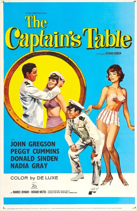 Framed Print : THE CAPTAIN'S TABLE, US poster, from left: John Gregson, Nadia Gray, 1959 Framed Print : THE CAPTAIN'S TABLE, US poster, from left: John Gregson, Nadia Gray, 1959