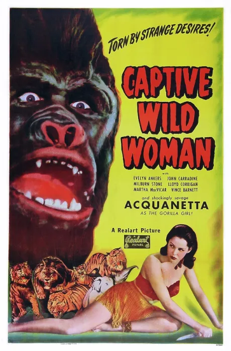 Framed Print : CAPTIVE WILD WOMAN, Acquanetta on poster art, 1943