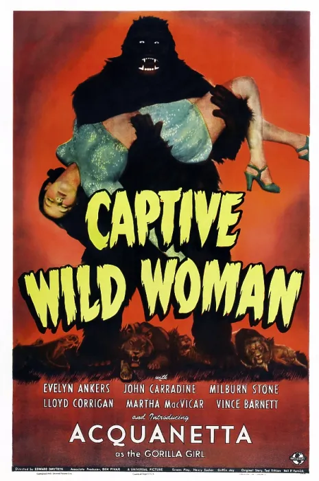 Framed Print : CAPTIVE WILD WOMAN, US poster art, Evelyn Ankers, 1943