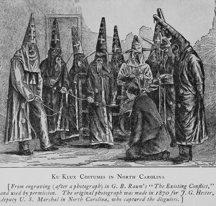 Framed Print : Captured Ku Klux Klan disguises in North Carolina, as copied from a 1870 photograph made for J.G. Hester, deputy US Marshall in North Carolina (BSLOC_2019_6_13) Framed Print : Captured Ku Klux Klan disguises in North Carolina, as copied from a 1870 photograph made for J.G. Hester, deputy US Marshall in North Carolina (BSLOC_2019_6_13)