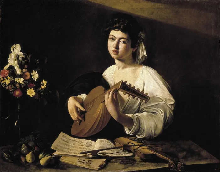 Framed Print : CARAVAGGIO, Michelangelo Merisi da (1573-1610). The Lute-Player. ca. 1595. Baroque art. Oil on canvas. RUSSIA. Saint Petersburg. State Hermitage Museum