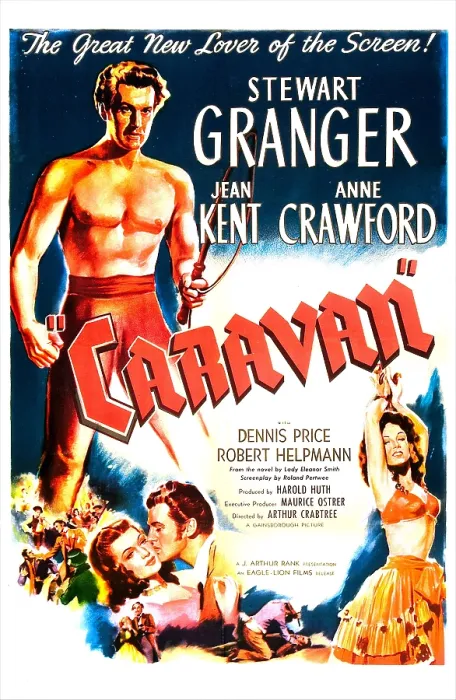 Framed Print : CARAVAN, British poster, Stewart Granger (top), bottom left: Anne Crawford, Stewart Granger, bottom right: Jean Kent, 1946