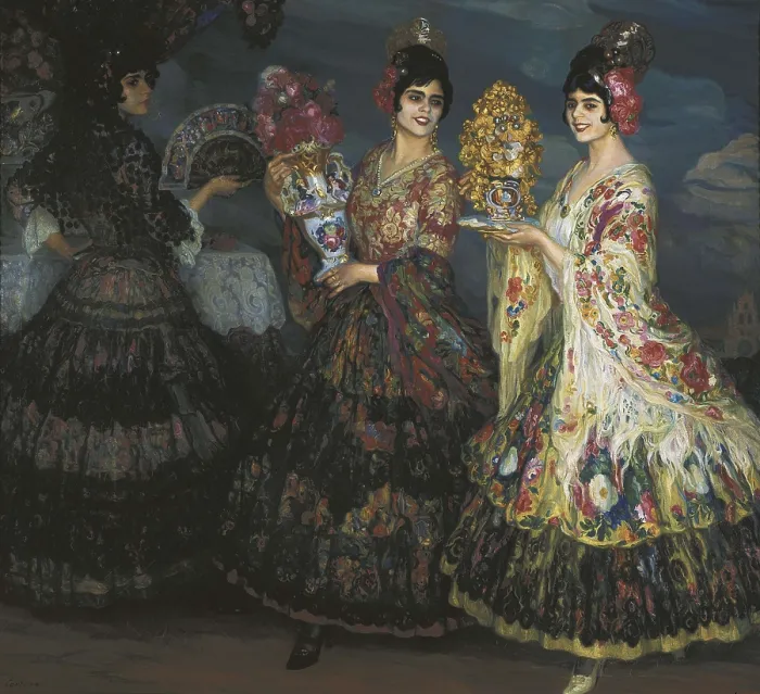 Framed Print : CARDONA LLADOS, Joan (1877-1957). May Offering. ca. 1910. Costumbrism. Oil on canvas. AISA / Everett Collection - Image has fine art copyright
