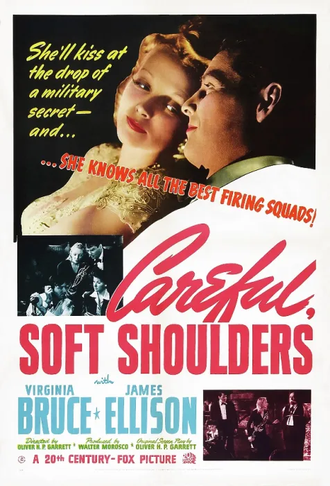 Framed Print : CAREFUL, SOFT SHOULDERS, (aka CAREFUL SOFT SHOULDER), US poster art, top from left: Virginia Bruce, James Ellison, 1942