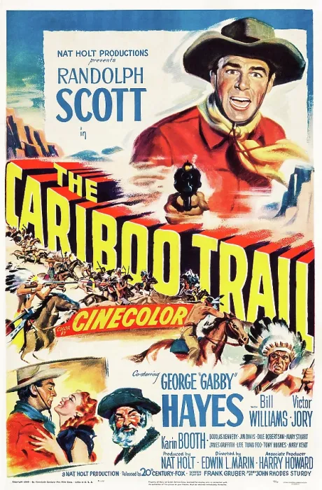 Framed Print : THE CARIBOO TRAIL, US poster art, top: Randolph Scott; bottom from left: Randolph Scott, Karin Booth, George Gabby Hayes, 1950 Framed Print : THE CARIBOO TRAIL, US poster art, top: Randolph Scott; bottom from left: Randolph Scott, Karin Booth, George Gabby Hayes, 1950
