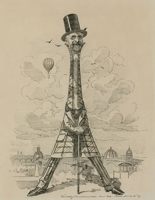 Framed Print : Caricature of Gustav Eiffel in the form of the Eiffel Tower, which he built for the Exposition universelle in Paris in 1889 Framed Print : Caricature of Gustav Eiffel in the form of the Eiffel Tower, which he built for the Exposition universelle in Paris in 1889