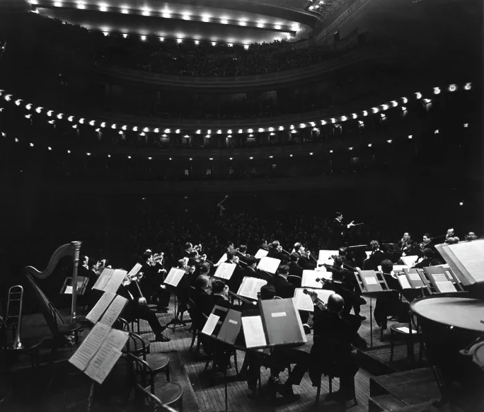 Framed Print : CARNEGIE HALL, the NY Philharmonic Symphony Orchestra, performing at Carnegie Hall, 2 / 25 / 1942.. Courtesy: CSU Archives  /  Everett Collection