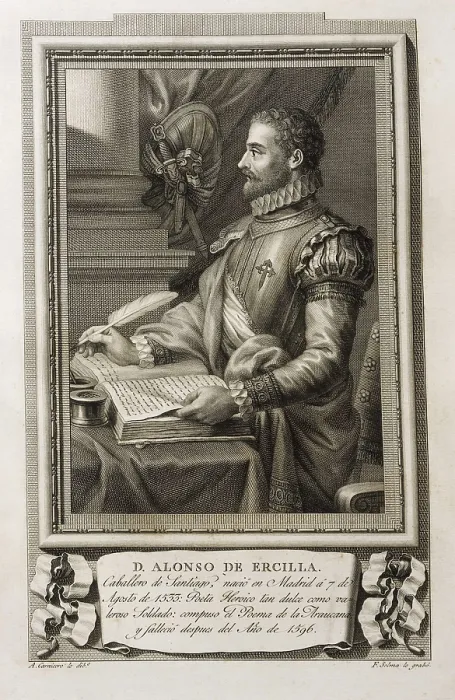 Framed Print : CARNICERO, Antonio (1748-1814); SELMA, Fernando (1752-1810). Portrait of Alonso de Ercilla y Zuniga. 1791. Drawing by Antonio Carnicero and burin engraving by Fernando Selma Framed Print : CARNICERO, Antonio (1748-1814); SELMA, Fernando (1752-1810). Portrait of Alonso de Ercilla y Zuniga. 1791. Drawing by Antonio Carnicero and burin engraving by Fernando Selma