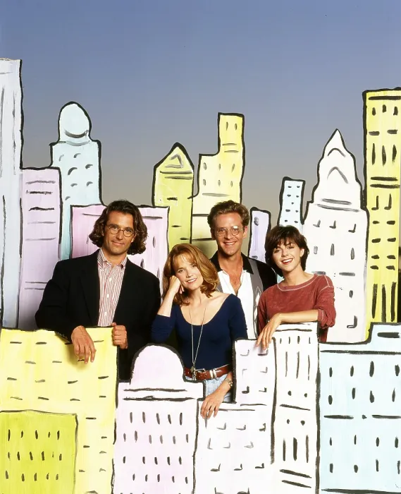 Framed Print : CAROLINE IN THE CITY, from left: Eric Lutes, Lea Thompson, Malcolm Gets, Amy Pietz, 1995-1999