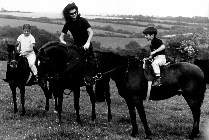 Framed Print : Caroline Kennedy, Jaqueline Kennedy, John F. Kennedy, Jr. on horseback in Ireland, 1967. Courtesy: CSU Archives  /  Everett Collection