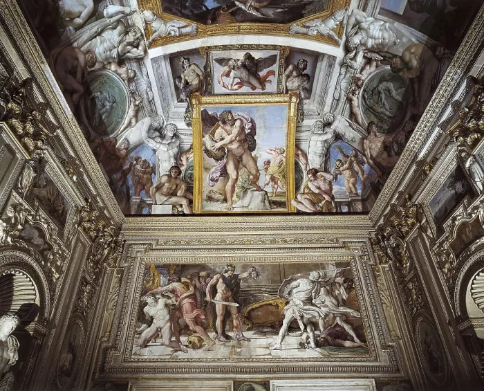 Framed Print : CARRACCI, Agostino (1557-1602); CARRACHE, Annibale. The Galleria Farnese. 1597-1602. ITALY. Rome. Farnese Palace. Baroque art. Fresco. AISA / Everett Collection**US SALES ONLY**