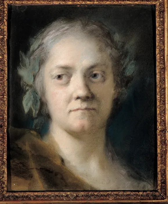 Framed Print : Carriera Rosalba, Self-portrait, 1746, 18th Century, pasta on cerulean paper, Italy, Veneto, Venice