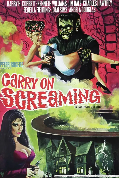 Framed Print : CARRY ON SCREAMING, US poster, from top: Angela Douglas, Fenella Fielding, 1966