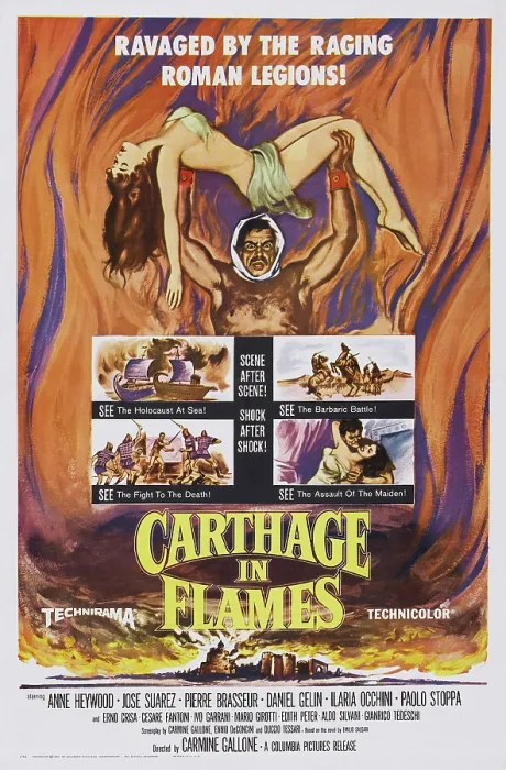 Framed Print : CARTHAGE IN FLAMES, (aka CARTAGINE IN FLAMME), poster art, 1960