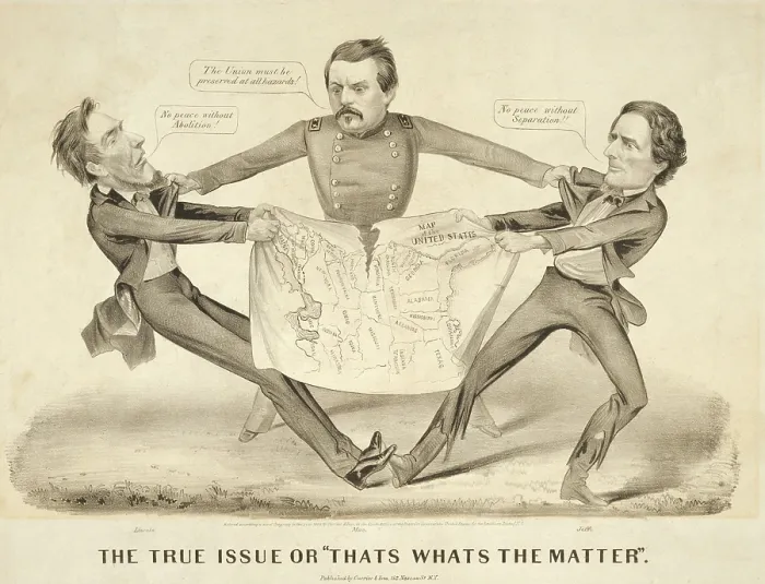 Framed Print : Cartoon about the 1864 US presidential election, favoring the Peace campaign of Democrat George McClellan