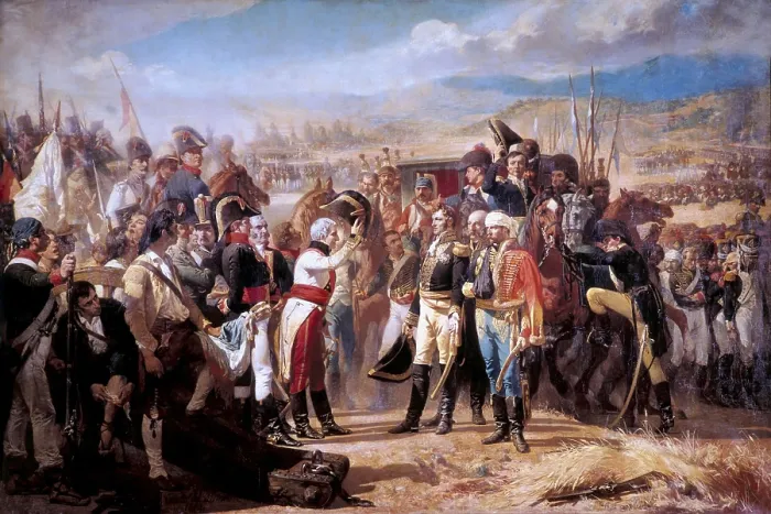 Framed Print : CASADO DEL ALISAL, Jos (1832-1886). Surrender of Bailn. 1864. Central detail. Surrender of the French troops (19th July 1808) to the Spanish ones whose leader was General Castaos